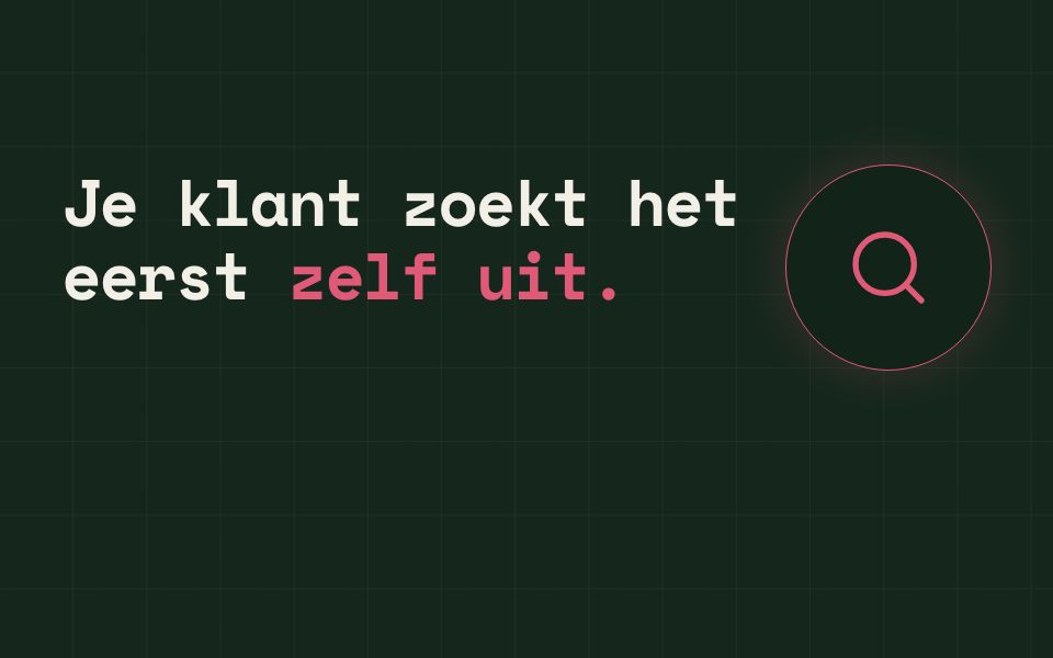 Je klant zoekt het eerst zelf uit, en belt pas aan het eind een verkoper, om te checken of het klopt. Het eerste gesprek gebeurt dus zonder jou: op je site, die een prijs geeft terwijl hij antwoordt.